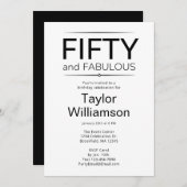 Fifty and Fabulous Black and White  招待状 (正面/裏面)