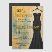 Fifty and Fabulous Black Gold Art Deco Magnet Card (正面/裏面)