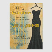 Fifty and Fabulous Black Gold Art Deco Magnet Card (正面)