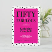 Fifty and Fabulous Black Hot Pink 50th Birthday 招待状 (スタンド正面)