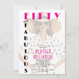 Fifty and Fabulous Black Pink 50th Birthday  招待状