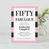 Fifty and Fabulous Black Pink 50th Birthday Party 招待状 (スタンド正面)