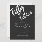 Fifty and Fabulous Black Script 50th Birthday 招待状 (正面)