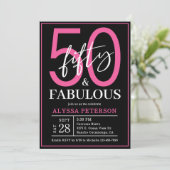Fifty and Fabulous Black Script 50th Birthday 招待状 (スタンド正面)