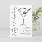 Fifty and Fabulous Black Script Line Art Martini 招待状 (スタンド正面)
