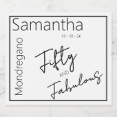 Fifty and Fabulous Black White 50th Birthday スパークリングワインラベル (シングルラベル)