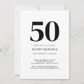 Fifty and Fabulous Black White 50th Birthday Party 招待状 (正面)