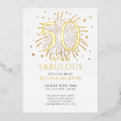 Fifty and Fabulous Black White 50th Birthday Party 箔招待状 (正面)