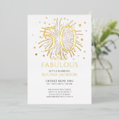 Fifty and Fabulous Black White 50th Birthday Party 箔招待状 (立ち正面)