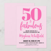 Fifty and Fabulous Blush Pink 50th Birthday Party 招待状 (正面/裏面)