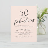 Fifty and Fabulous Blush Pink 50th Birthday Party 招待状 (スタンド正面)
