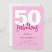 Fifty and Fabulous Blush Pink 50th Birthday Party 招待状 (正面)