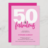 Fifty and Fabulous Blush Pink 50th Birthday Party 招待状 (正面/裏面)