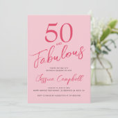 Fifty and Fabulous Blush Pink 50th Birthday Party 招待状 (スタンド正面)