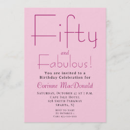 Fifty and Fabulous Blush Pink 50th Birthday Party 招待状