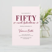 Fifty and Fabulous Blush Pink 50th Birthday Party 招待状 (スタンド正面)