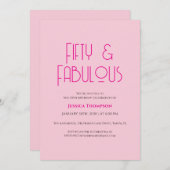 Fifty and Fabulous Blush Pink 50th Birthday Party  招待状 (正面/裏面)
