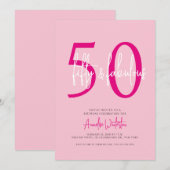 Fifty and Fabulous Blush Pink 50th Birthday Party 招待状 (正面/裏面)