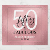 Fifty and Fabulous Bold 50th Birthday Party スパークリングワインラベル (シングルラベル)