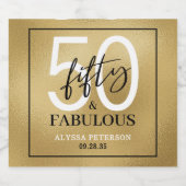 Fifty and Fabulous Bold 50th Birthday Party スパークリングワインラベル (シングルラベル)