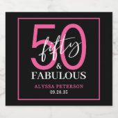 Fifty and Fabulous Bold 50th Birthday Party スパークリングワインラベル (シングルラベル)