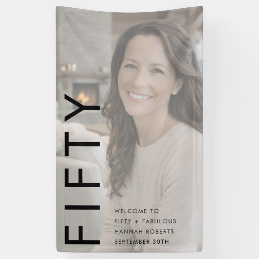 Fifty and Fabulous Bold Photo 50th Birthday Party 横断幕 (縦)