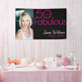 Fifty and Fabulous Bold Photo 50th Birthday Party 横断幕