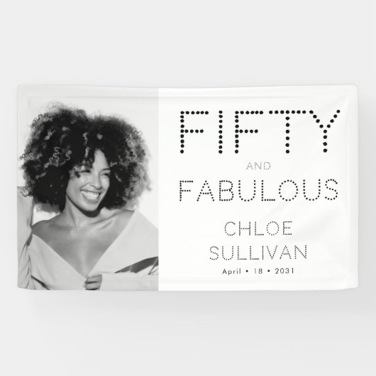 Fifty and Fabulous Bold Photo 50th Birthday Party 横断幕 (横)