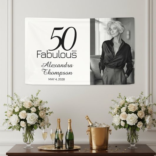 Fifty and Fabulous Bold Photo 50th Birthday Party 横断幕