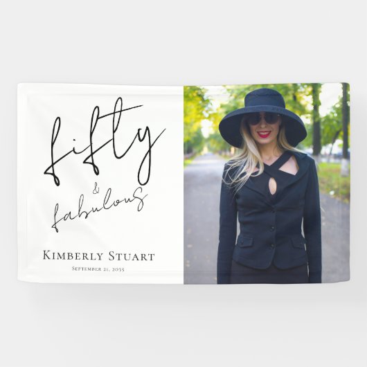 Fifty and Fabulous Bold Photo 50th Birthday Party  横断幕 (横)