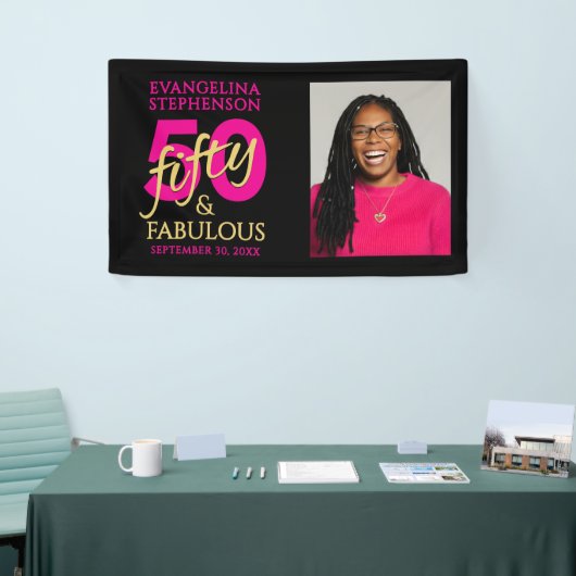 Fifty and Fabulous Bold Photo 50th Birthday Party 横断幕 (トレードショー)