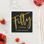 Fifty and Fabulous Bold Script 50歳の誕生日パーティー スタンダードカクテルナプキン (インサイチュ)
