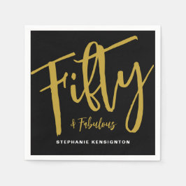 Fifty and Fabulous Bold Script 50th Birthday Party スタンダードカクテルナプキン