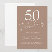 Fifty and Fabulous Brown 50th Birthday Party 招待状 (正面/裏面)