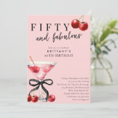 Fifty and Fabulous Cherry Martini 50th Birthday 招待状 (スタンド正面)