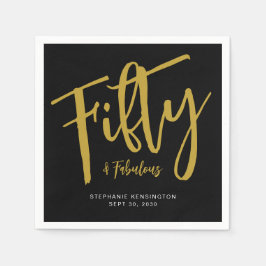 Fifty and Fabulous Date Name 50th Birthday Party スタンダードカクテルナプキン