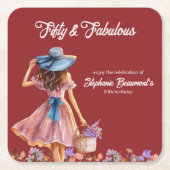 Fifty and Fabulous Elegant Woman's 50th Birthday スクエアペーパーコースター (正面)