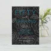 Fifty and Fabulous Floral 50th Birthday 招待状 (スタンド正面)