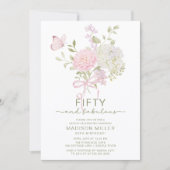 Fifty and Fabulous Floral Birthday Invite 招待状 (正面)