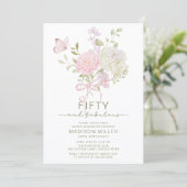 Fifty and Fabulous Floral Birthday Invite 招待状 (スタンド正面)