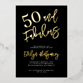Fifty and Fabulous Gold Black 50th Birthday Party  箔招待状