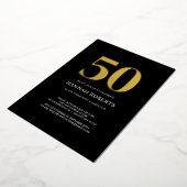 Fifty and Fabulous Gold Black 50th Birthday Party 箔招待状 (回転した状態)