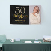 Fifty and Fabulous Gold Black 50th Birthday Photo 横断幕 (トレードショー)