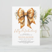 Fifty and Fabulous Gold Bow 50th Birthday Party 招待状 (スタンド正面)