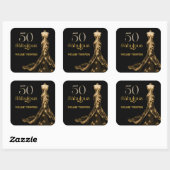 Fifty and Fabulous Gold Dress Black 50th Birthday スクエアシール (シート)