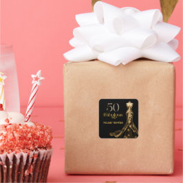 Fifty and Fabulous Gold Dress Black 50th Birthday スクエアシール