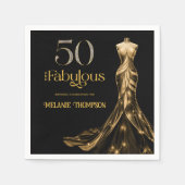Fifty and Fabulous Gold Dress Black 50th Birthday スタンダードカクテルナプキン (正面)