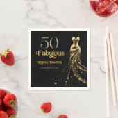 Fifty and Fabulous Gold Dress Black 50th Birthday スタンダードカクテルナプキン (インサイチュ)