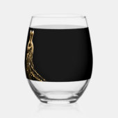 Fifty and Fabulous Gold Dress Black 50th Birthday ステムなしワイングラス (左)