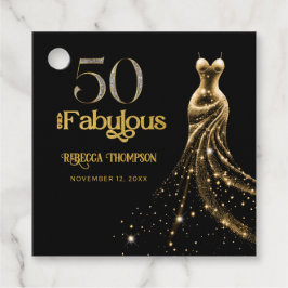 Fifty and Fabulous Gold Dress Black 50th Birthday フェイバータグ